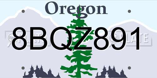 8BQZ891 Oregon License Plate