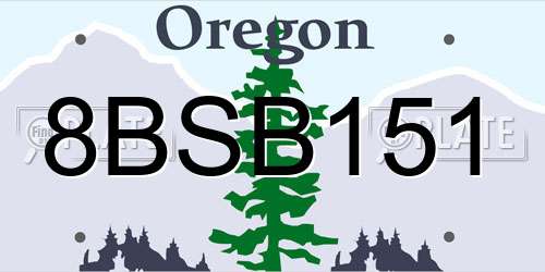 8BSB151 Oregon License Plate