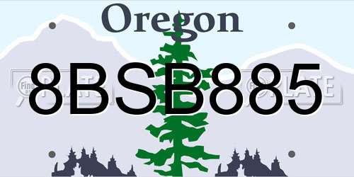 8BSB885 Oregon License Plate