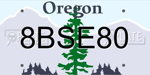 8BSE80 Oregon License Plate
