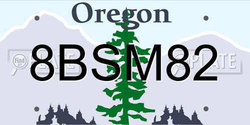 8BSM82 Oregon License Plate