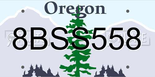 8BSS558 Oregon License Plate