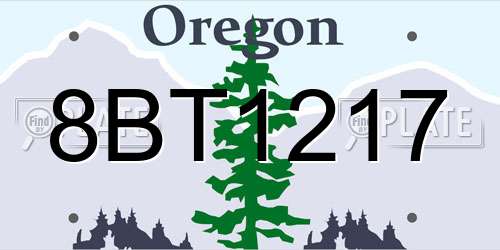 8BT1217 Oregon License Plate