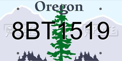 8BT1519 Oregon License Plate