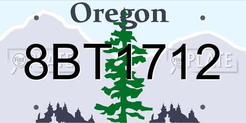 8BT1712 Oregon License Plate
