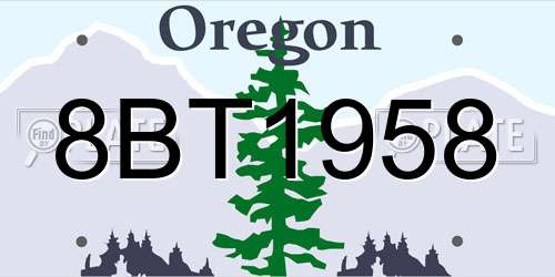 8BT1958 Oregon License Plate