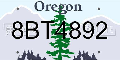 8BT4892 Oregon License Plate