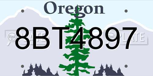 8BT4897 Oregon License Plate