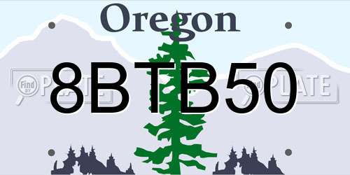 8BTB50 Oregon License Plate