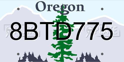 8BTD775 Oregon License Plate