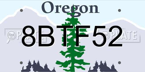 8BTF52 Oregon License Plate
