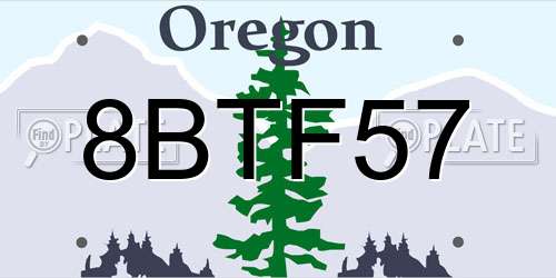 8BTF57 Oregon License Plate