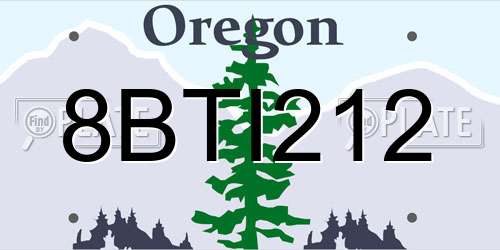 8BTI212 Oregon License Plate