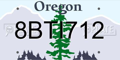 8BTI712 Oregon License Plate