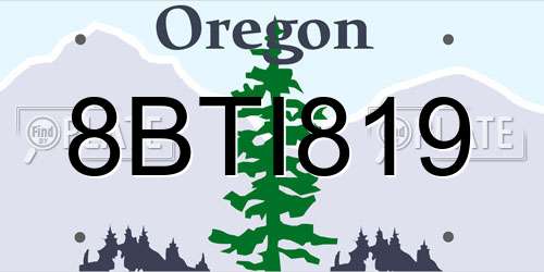 8BTI819 Oregon License Plate