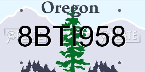 8BTI958 Oregon License Plate