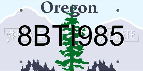 8BTI985 Oregon License Plate
