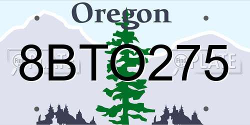 8BTO275 Oregon License Plate