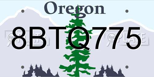 8BTQ775 Oregon License Plate