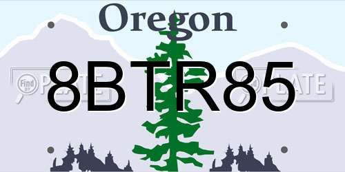 8BTR85 Oregon License Plate