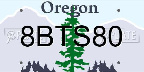 8BTS80 Oregon License Plate