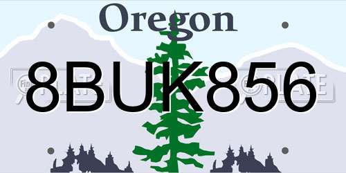 8BUK856 Oregon License Plate