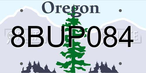 8BUP084 Oregon License Plate