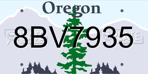 8BV7935 Oregon License Plate