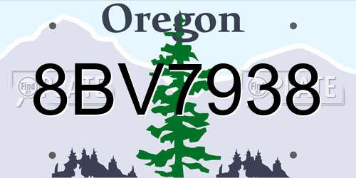 8BV7938 Oregon License Plate