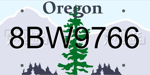 8BW9766 Oregon License Plate