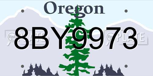 8BY9973 Oregon License Plate