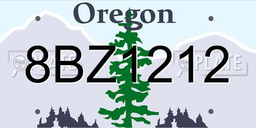 8BZ1212 Oregon License Plate