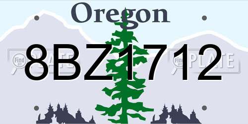 8BZ1712 Oregon License Plate