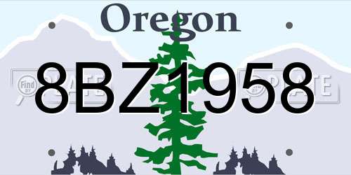 8BZ1958 Oregon License Plate