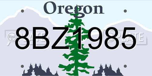 8BZ1985 Oregon License Plate