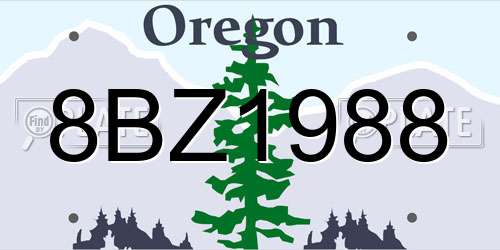 8BZ1988 Oregon License Plate