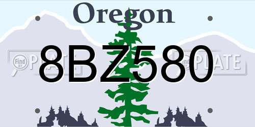 8BZ580 Oregon License Plate