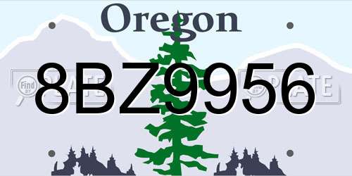 8BZ9956 Oregon License Plate