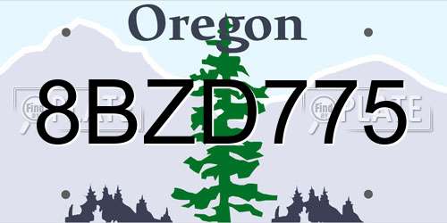 8BZD775 Oregon License Plate