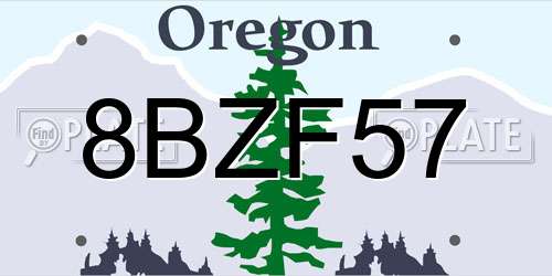 8BZF57 Oregon License Plate