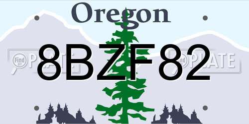 8BZF82 Oregon License Plate