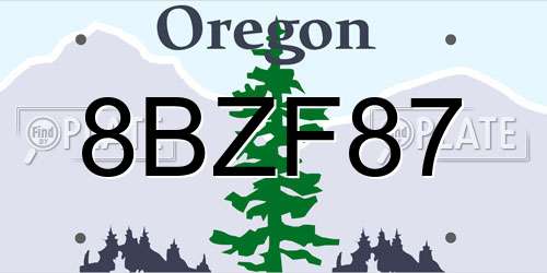 8BZF87 Oregon License Plate