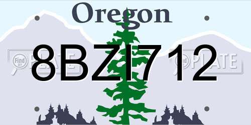 8BZI712 Oregon License Plate