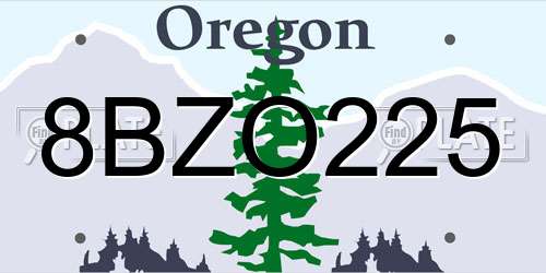 8BZO225 Oregon License Plate