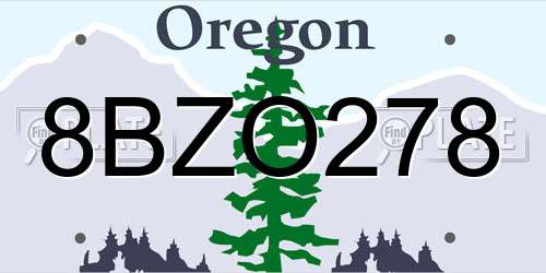 8BZO278 Oregon License Plate