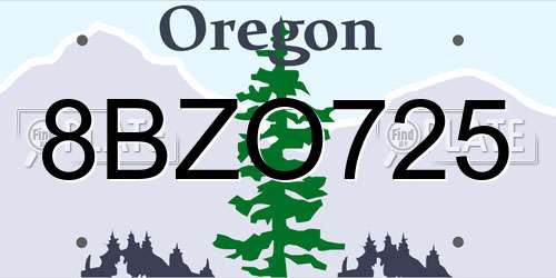 8BZO725 Oregon License Plate