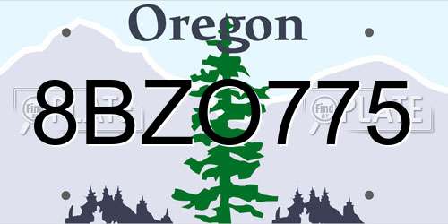8BZO775 Oregon License Plate