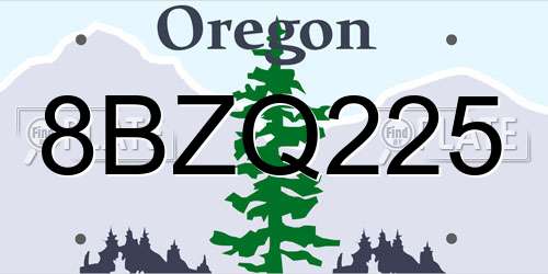 8BZQ225 Oregon License Plate