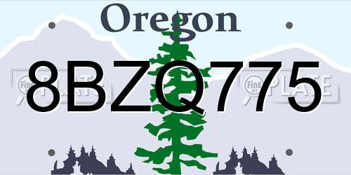 8BZQ775 Oregon License Plate