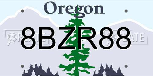 8BZR88 Oregon License Plate